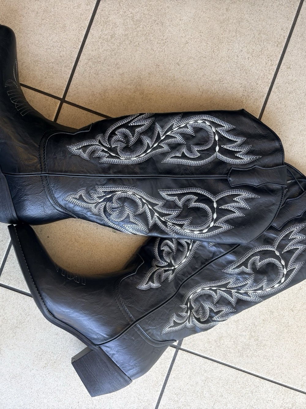 Black Embroidered Western Boots